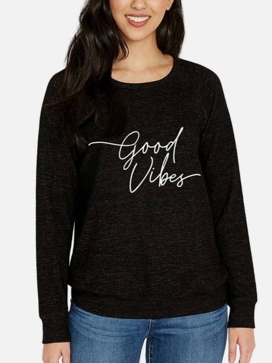 Buffalo David Bitton Sweaters - Buffalo David Bitton Black 'Good Vibes' Crewneck Sweater